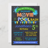 Invitation Blue Movie and Pool Anniversaire fête d'été (Devant)