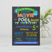 Invitation Blue Movie and Pool Anniversaire fête d'été (Debout devant)
