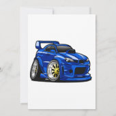 Invitation Blue muscle car speed cartoon - Choose back color (Dos)