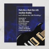 Invitation Blue Music Guitare Rock Star Anniversaire (Devant / Derrière)
