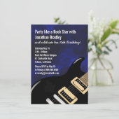 Invitation Blue Music Guitare Rock Star Anniversaire (Debout devant)