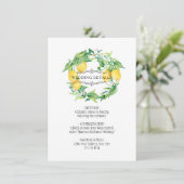 Invitation Blue n White Lemon Floral Folio Détails du Mariage (Debout devant)