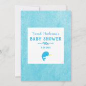 Invitation Blue Narwhal Baby Candy Baby shower Jeu (Dos)