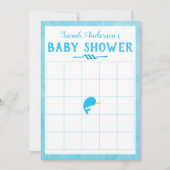 Invitation Blue Narwhal Baby shower Jeu de Bingo (Devant)