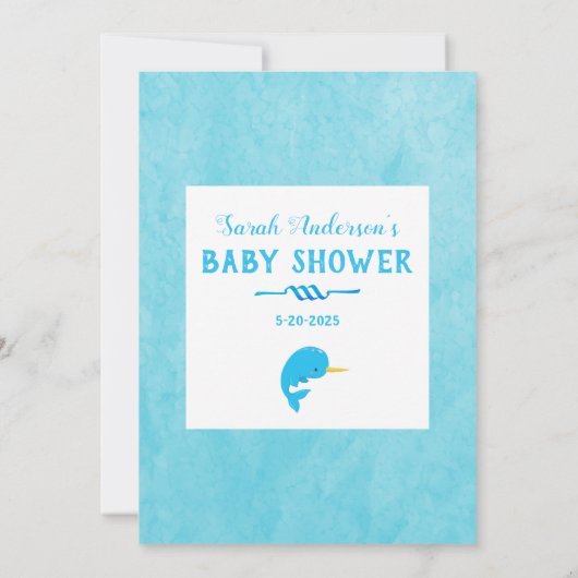 Invitation Blue Narwhal Over and Under Baby shower Game (Dos)