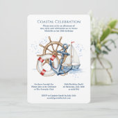 Invitation Blue Nautical Anchor Birthday Invite (Debout devant)