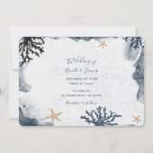 Invitation Blue Nautical Coral Aquarelle Soirée élégante (Devant)