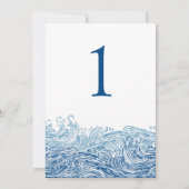 Invitation Blue Nautical Ocean Waves Mariage Numéro de tablea (Dos)