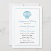 Invitation Blue Nautical Seashell Mariage (Devant)