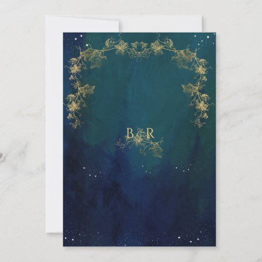 Invitation Blue Navy et Green Enchanter Celestial Mariage I (Dos)