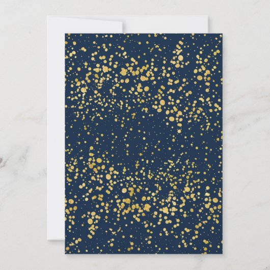 Invitation Blue Navy Gold Confetti Elegant Sweet 16 (Dos)