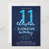 Invitation Blue Neon 11e fête d'anniversaire Faisons de la fo (Devant)