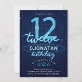Invitation Blue Neon 12e fête d'anniversaire Faisons de la fo (Devant)