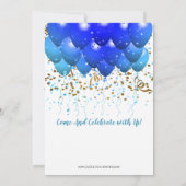 Invitation Blue Neon Balloons Confetti 50e fête d'anniversair (Dos)