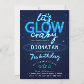 Invitation Blue Neon fête d'anniversaire Faisons de la lueur  (Devant)