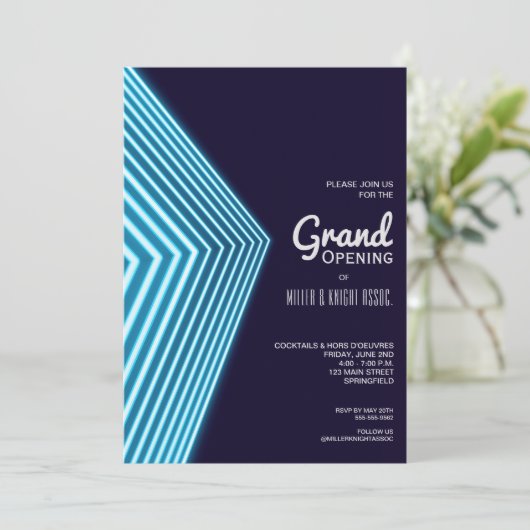 Invitation Blue Neon Lights (Debout devant)
