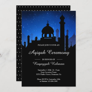 Invitation Blue Night Sky Arabian Nights Aqiqah