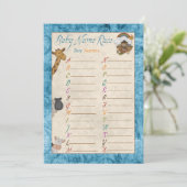 Invitation Blue Noah's Ark Nom de la course Baby shower Jeux (Debout devant)