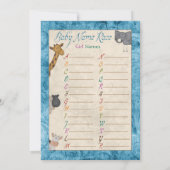 Invitation Blue Noah's Ark Nom de la course Baby shower Jeux (Dos)