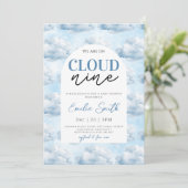 Invitation Blue Nous sommes sur Cloud Nine Baby shower douche (Debout devant)