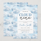 Invitation Blue Nous sommes sur Cloud Nine Baby shower douche (Devant / Derrière)