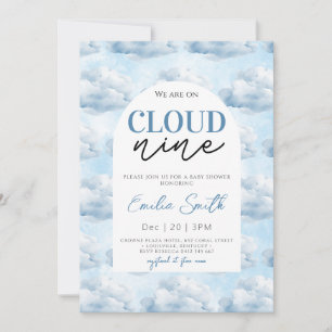 Invitation Blue Nous sommes sur Cloud Nine Baby shower douche
