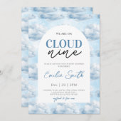 Invitation Blue Nous sommes sur Cloud Nine Baby shower douche (Devant / Derrière)
