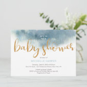 Invitation Blue Nuages Baby Boy Douche (Debout devant)