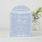 Invitation Blue Nuestra Boda Papel Picado Spanish Wedding (Debout devant)