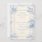 Invitation Blue Nursery Toile Baby Shower (Devant)