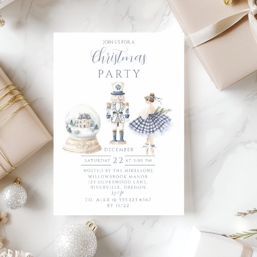 Invitation Blue Nutcracker Christmas