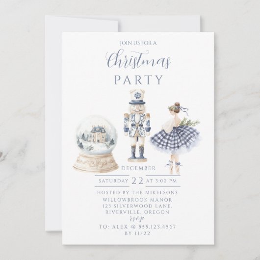 Invitation Blue Nutcracker Christmas (Devant)