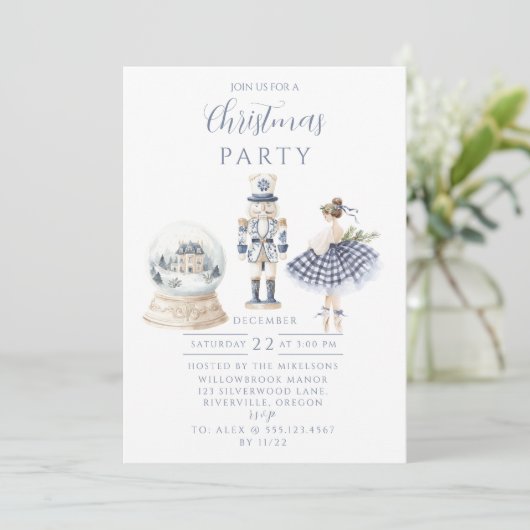 Invitation Blue Nutcracker Christmas (Debout devant)