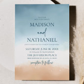 Invitation Blue Ocean Beach Shore Sand Mariage
