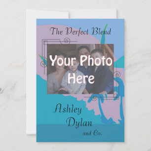 Invitation Blue Ocean Blended Family Photo Mariage