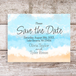 Invitation Blue Ocean Coastal Wedding Enregistrer la date