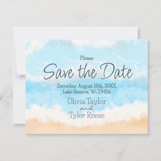 Invitation Blue Ocean Coastal Wedding Enregistrer la date (Devant)