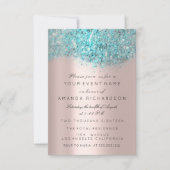 Invitation Blue Ocean Confetti Rose Gold Bridal Sweet 16e (Devant)