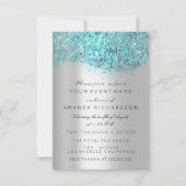 Invitation Blue Ocean Confetti Silver Grey Bridal Sweet 16e (Devant)
