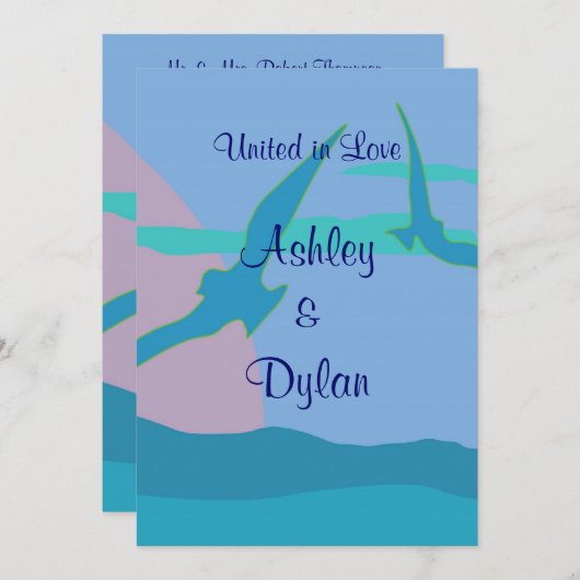 Invitation Blue Ocean Paradise Mariage à thème (Devant / Derrière)