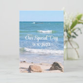 Invitation Blue Ocean Photo Beach Mariage extérieur (Debout devant)