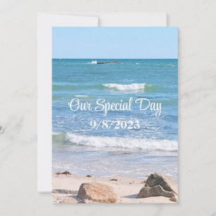 Invitation Blue Ocean Photo Beach Mariage extérieur