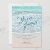 Invitation Blue Ocean Sandy Beach Turquoise Anniversaire (Devant)