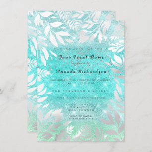 Invitation Blue Ocean Sky Parties scintillant Ombre Floral Fr
