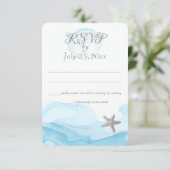 Invitation Blue Ocean Starfish Plage tropicale Mariage (Debout devant)
