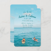 Invitation Blue ocean surfer moderne mariage (Devant / Derrière)