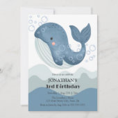 Invitation Blue Ocean Wave Bubble Whale Anniversaire de enfan (Devant)