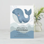 Invitation Blue Ocean Wave Bubble Whale Anniversaire de enfan (Debout devant)