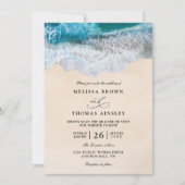 Invitation Blue Ocean Waves Tropical Beach QR Code Wedding (Devant)