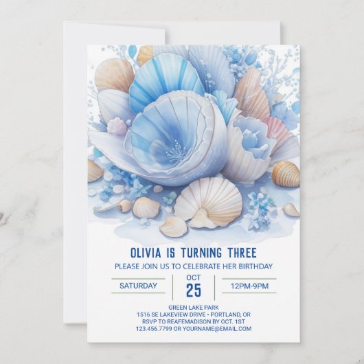 Invitation Blue Oceanic Dreams Boy Anniversaire (Devant)